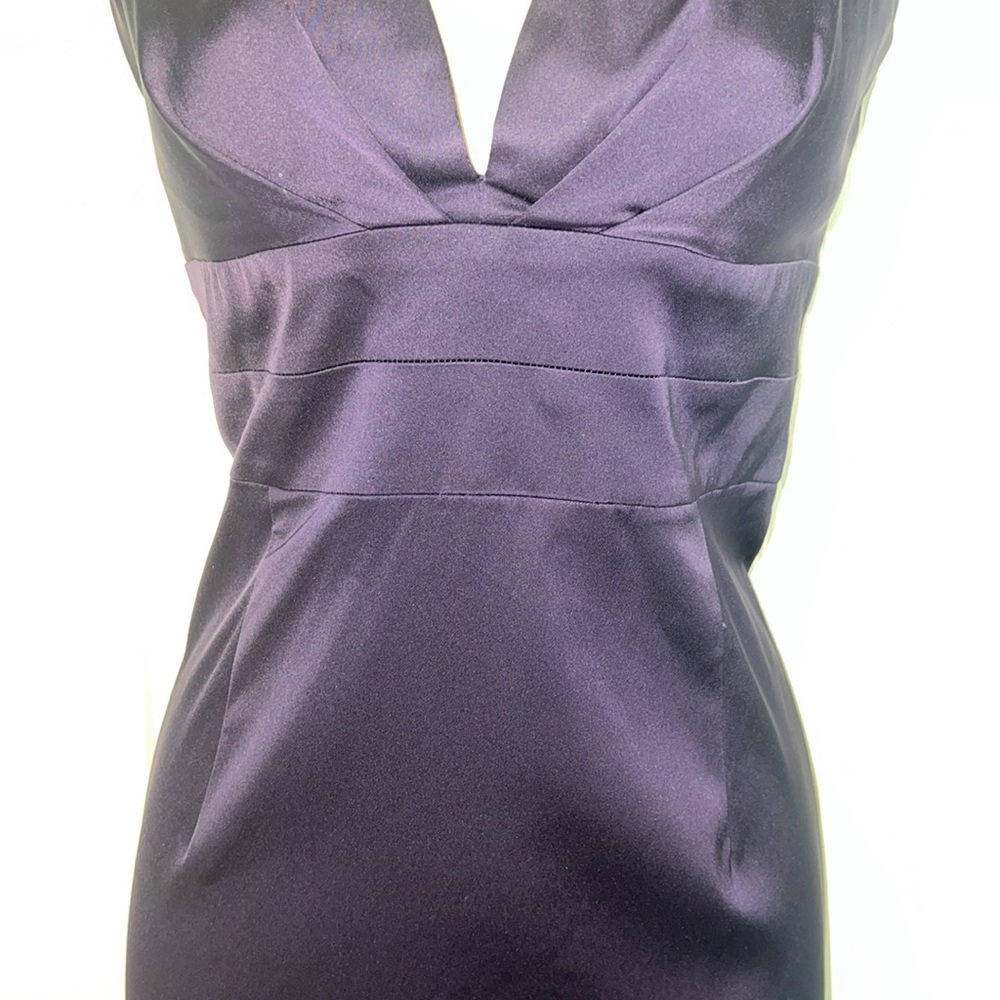 DEEP PURPLE SILK COCKTAIL DRESS - STRETCHY FORM FITTING - BODYCON  💜